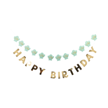 Load image into Gallery viewer, Mermaid Happy Birthday Puffy Felt Banner