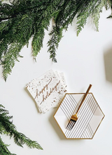 Load image into Gallery viewer, White & Gold Happy Holidays Cocktail Paper Napkins