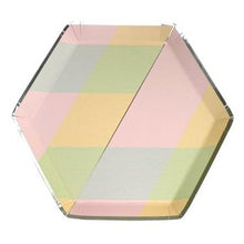 Load image into Gallery viewer, Pastel Splatter Pink Plaid Small Paper Plates