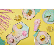 Load image into Gallery viewer, Pastel Splatter Pink Plaid Small Paper Plates