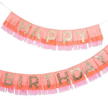 Load image into Gallery viewer, Pink Fringe Happy Birthday Banner