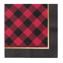 Load image into Gallery viewer, Holiday Buffalo Check Cocktail Napkin