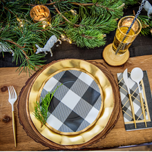 Load image into Gallery viewer, Black Buffalo Check Wavy Dinner Plate