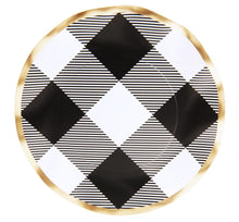 Load image into Gallery viewer, Black Buffalo Check Wavy Dinner Plate
