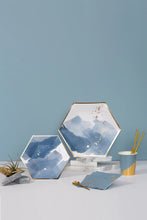 Load image into Gallery viewer, Blue Watercolor Striped Small Plates