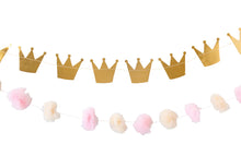 Load image into Gallery viewer, Princess Crowns and Pom Pom Tulle Banner Set