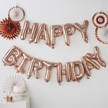 Load image into Gallery viewer, Happy Birthday Rose Gold Balloon Bunting
