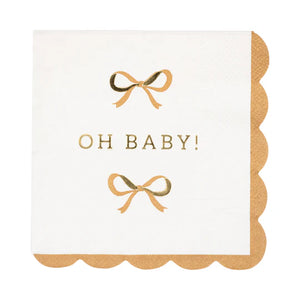 Oh Baby Gold and Tan Cocktail Napkin