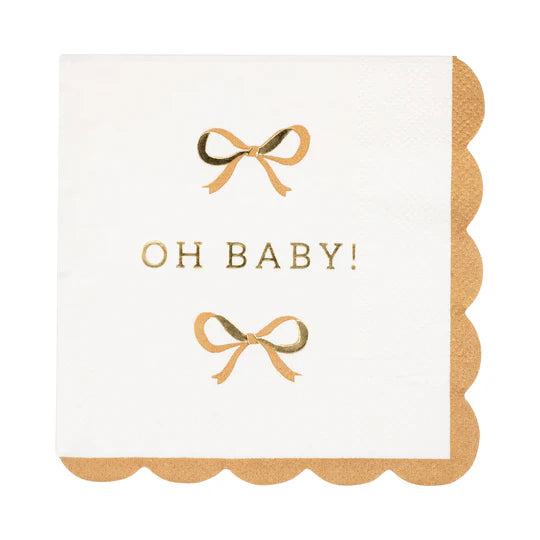 Oh Baby Gold and Tan Cocktail Napkin