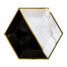 Load image into Gallery viewer, White Marble &amp; Black Colorblock Large Paper Plates
