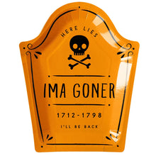 Load image into Gallery viewer, Hey Pumpkin Tombstone Shaped Paper Plate Set

