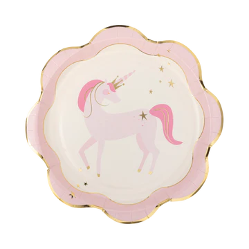 Pink Unicorn Ruffle Edge Plate