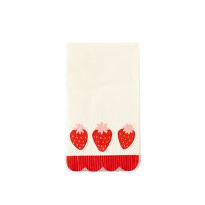 Strawberry Fringed Scallop Paper Guest Napkin
