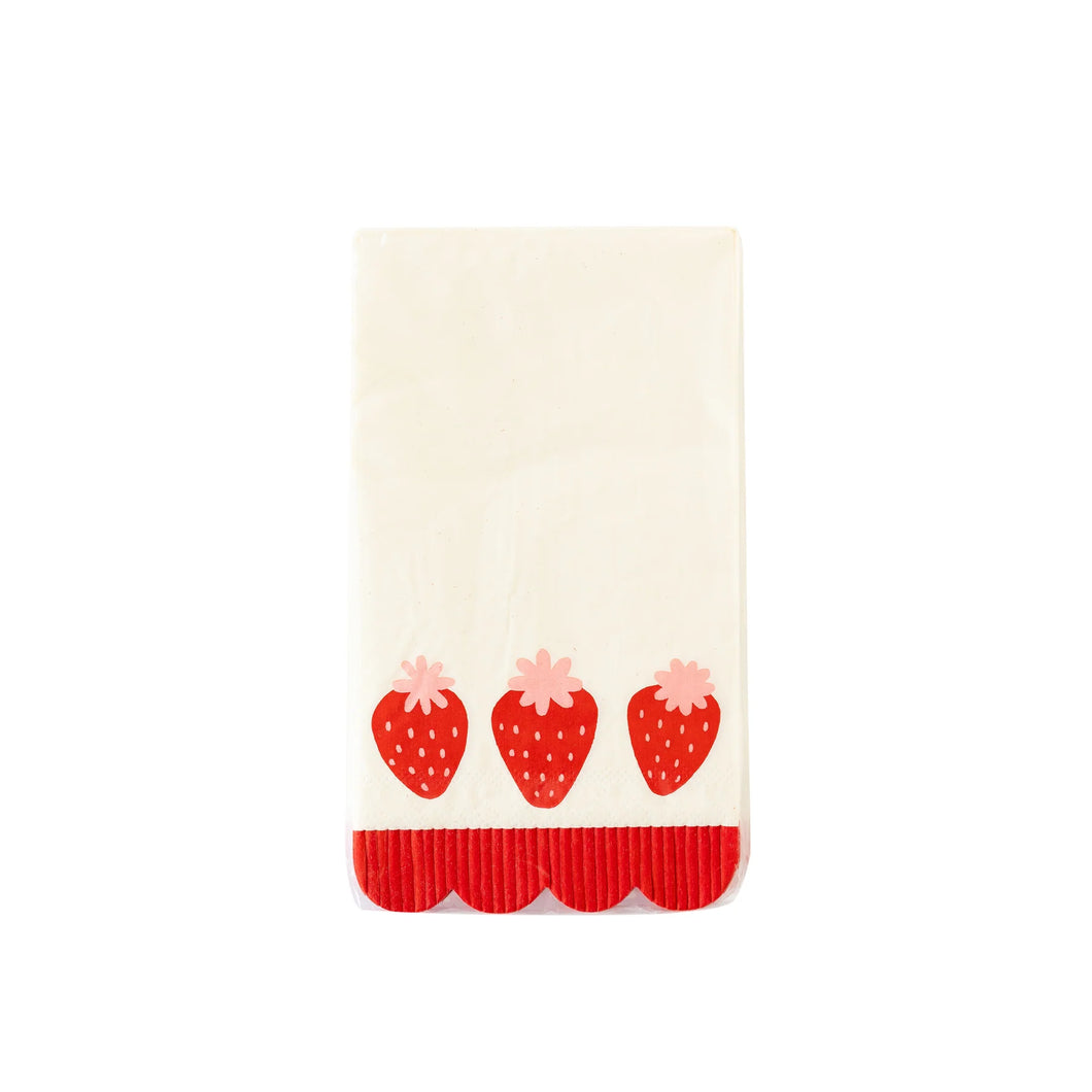 Strawberry Fringed Scallop Paper Guest Napkin