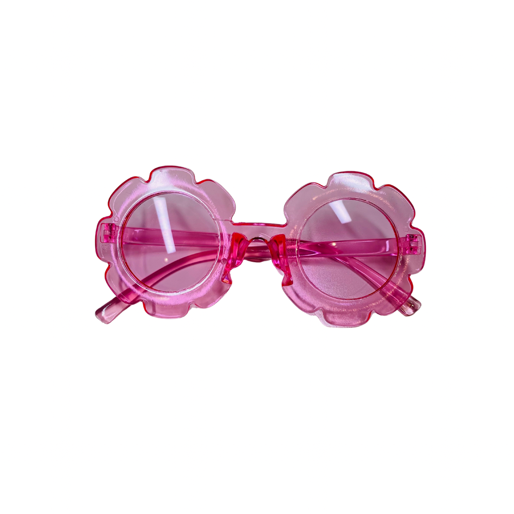 Clear Pink Kids Flower Sunglasses