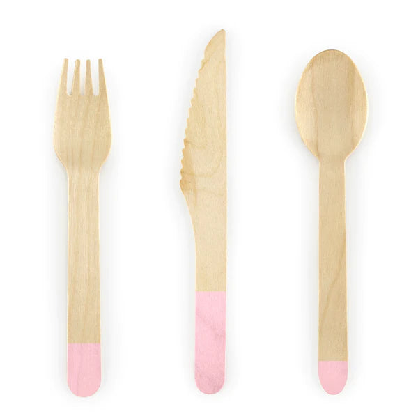 Light Pink Wooden Cutlery