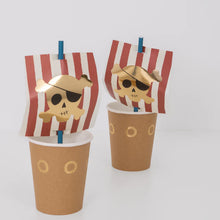 Load image into Gallery viewer, Meri Meri Pirate Cup &amp; Straws Set
