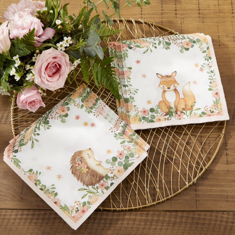 Woodland Baby 2 Ply Paper Napkins - Pink