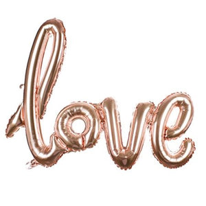 47" Wide Airfill Only LOVE Script Rose Gold Foil Balloon