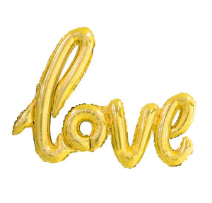 47" Wide Airfill Only LOVE Script Gold Foil Balloon