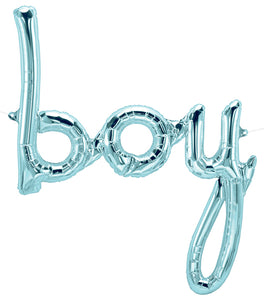 Pastel Blue  Script "boy" Balloon