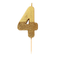 Load image into Gallery viewer, Gold Glitter Dipped Number Candles
