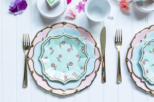 Floral Mint Dessert Plates
