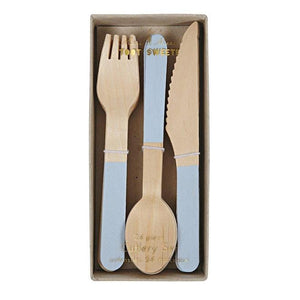 Wooden Blue Cutlery Set