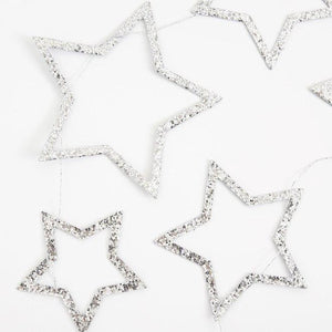 Silver Star Mini Glitter Garland