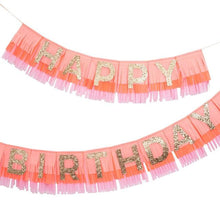 Load image into Gallery viewer, Pink Fringe Happy Birthday Banner
