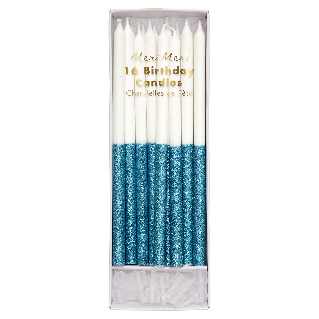 MeriMeri-Blue Glitter Dipped Candle