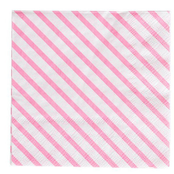 Neon Rose Stripe Cocktail Napkins