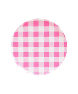 Neon Rose Gingham Small Round Plate