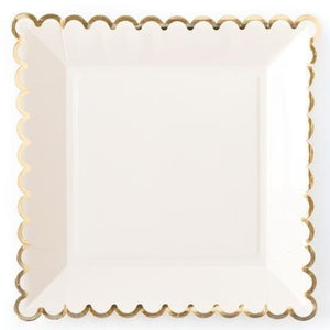Cream/Gold Scallop 9” Plate