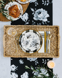 Black and White Floral Plate