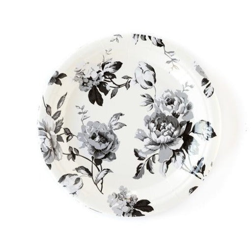 Black and White Floral Plate