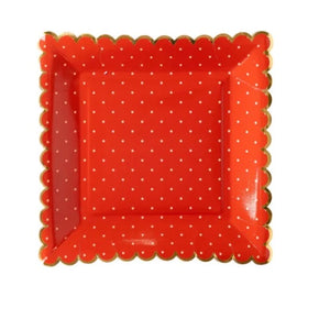 Red With Polka Dot Scallop Plate