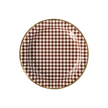 Load image into Gallery viewer, Harvest Brown Gingham Check 11&quot; Plate
