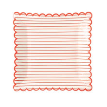 Load image into Gallery viewer, Valentine Red Striped Scalloped Plate
