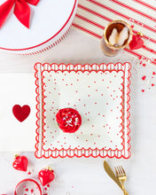 Load image into Gallery viewer, Valentine Red Scattered Heart Scalloped 8&quot; Plate
