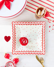 Load image into Gallery viewer, Valentine Red Striped Scalloped Plate
