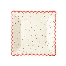 Load image into Gallery viewer, Valentine Red Scattered Heart Scalloped 8&quot; Plate
