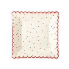Valentine Red Scattered Heart Scalloped 8" Plate