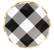 Load image into Gallery viewer, Black Buffalo Check Wavy Dinner Plate
