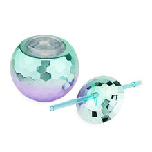 Load image into Gallery viewer, Ombre Disco Ball Drink Tumbler Teal and Pink

