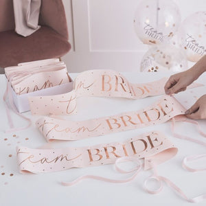 Pink And Rose Gold Team Bride Sashes