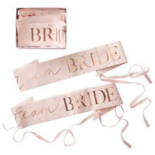 Load image into Gallery viewer, Pink And Rose Gold Team Bride Sashes
