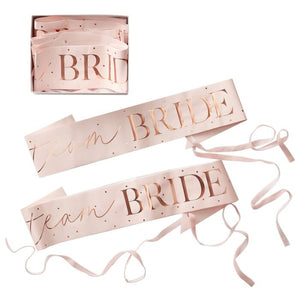 Pink And Rose Gold Team Bride Sashes