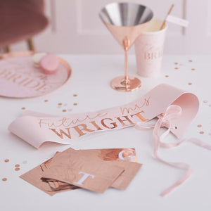 Rose Gold Bride to Be Personalized Slash