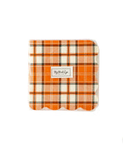 Load image into Gallery viewer, Night Sky Orange Plaid Scallop Cocktail Napkin
